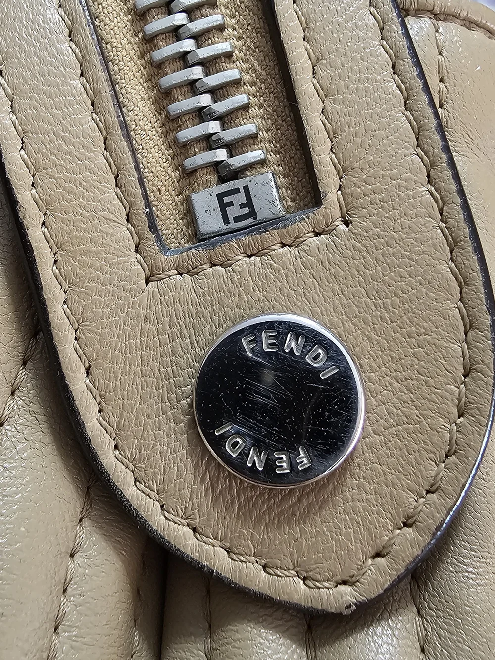Fendi Dotcom Quilted Leather Shoulder Bag with Silver Chain